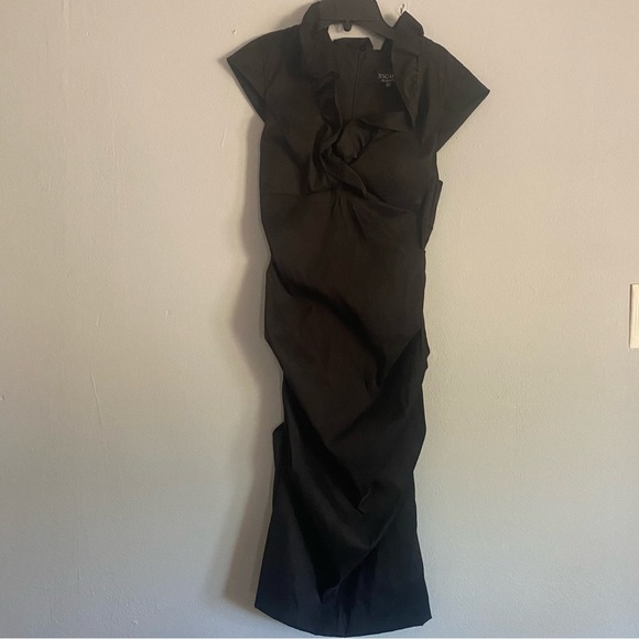 XSCAPE by Joanna Chen Black Ruffle Ruched Bodycon Dress - Picture 2 of 14